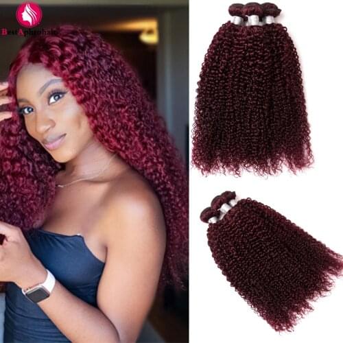 99J Colored Bundles Kinky Curly Bundles Brazilian Hair Weave Bundles 3 pcs Remy Human Hair Bundles 8-24 Inch