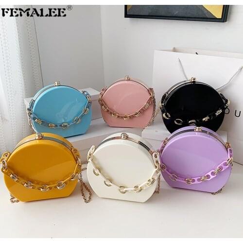 Acrylic Luxury Chain Shoulder Crossbody Purse Personality Round Women Hand Bags Ladies 2021 Summer Circle PVC Handbags for Women