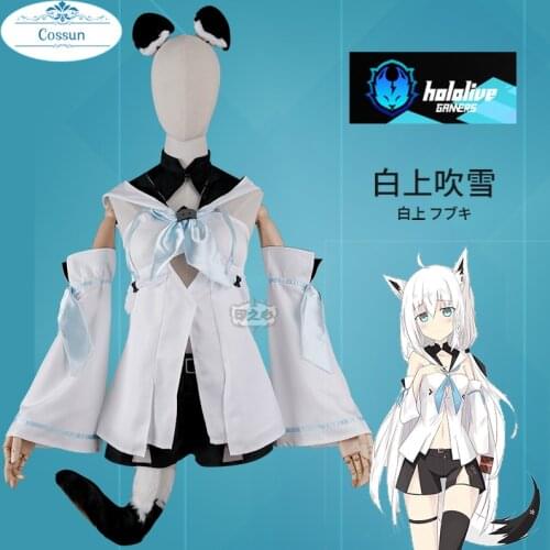 Anime! Vtuber Hololive Shirakami Fubuki Battle Suit Lovely Uniform Cosplay Costume Halloween Party Role Play Outfit Women NEW