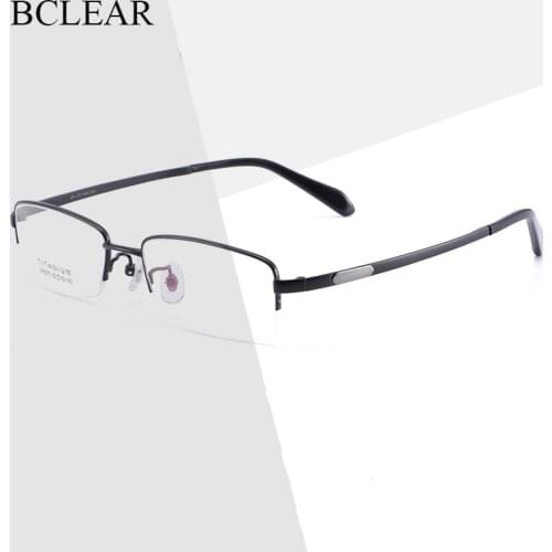 BCLEAR 2020 Businsess Men Pure Titanium Glasses Frame Fashion Male Square Ultralight Eye Myopia Prescription Eyeglasses Half Rim
