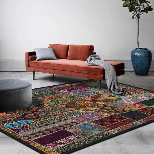 Bohemian Ethnic Carpet For Room European Retro Green Blue Red Brown Bed Rug Coffee Table Mat Floor Home Living Room Decoration