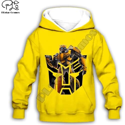Kids Children Bumblebee Print transformation 3D Hoodie Jacket baby boy Girl Pullover cartoon Long Sleeve Sweatshirt tracksuit 02