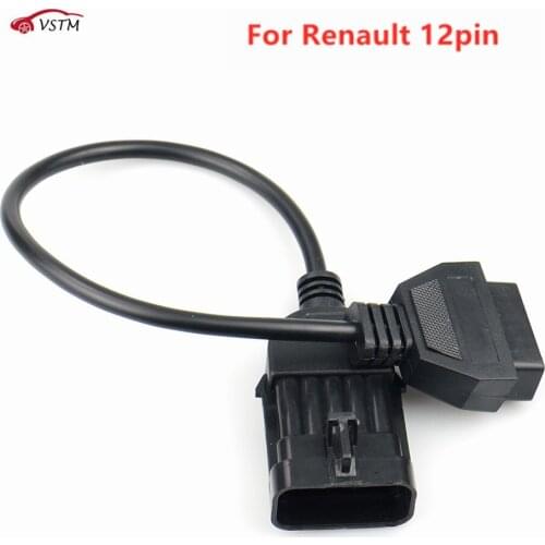 For RE-NAULT 12 Pin 12Pin Male to OBD OBD2 OBDII DLC 16 Pin 16Pin Female For re-nault 12pin cable female Connector Adapter OBD