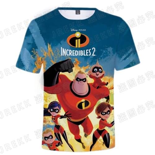 New Summer 3D Print T-shirt Disney Anime The Incredibles 2 Men Women Children Cool Fashion Short Sleeve Boys Girls Kids Tops Tee
