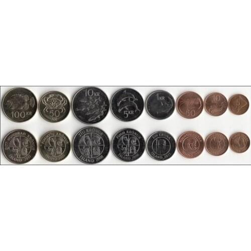 Iceland Coins 1 Set 8 Pieces Europe Coins New Original Coin Unc Commemorative Edition 100% Real Eu