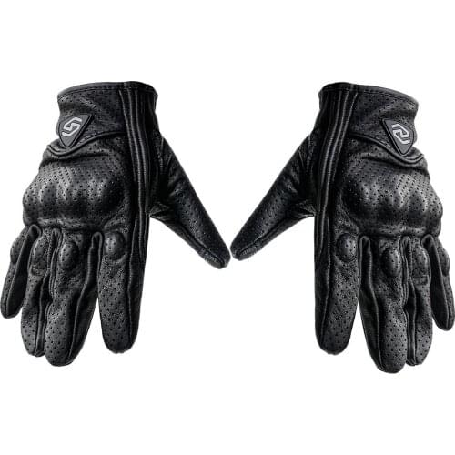 Unisex Motorcycle Full Leather TouchSceen Gloves With Holes Motorbike Motocross Pit Riding Racing ATV Bike BMX Bicycle Protectiv