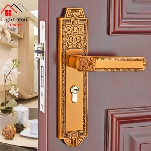 European interior bedroom door lock mechanical door lock household mute solid wood door aluminum alloy lock