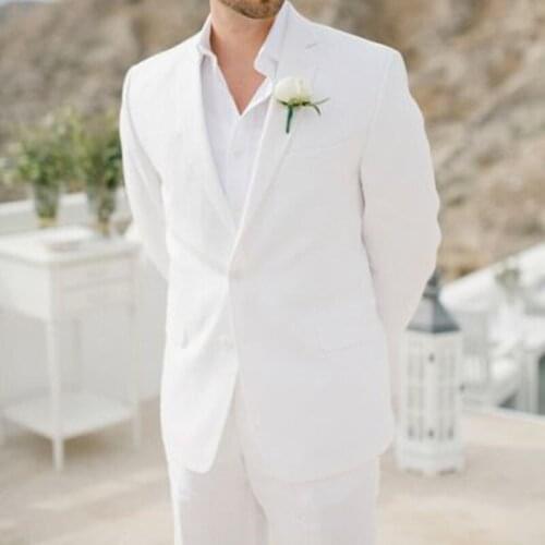 Spring And Summer Fashion Collection Handsome Male Clothing Ivory Loose Size For Beach Party Groom Wedding Best Man Dress