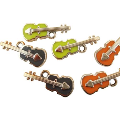 5 pieces Fashion Mix Color Acrylic Guita Pendant Beads DIY Plastic Charm Beads cy080