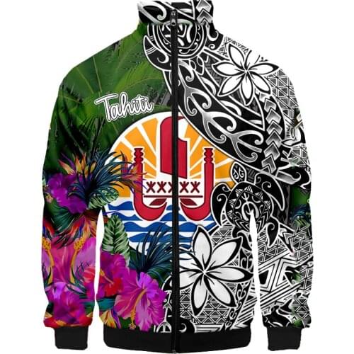 3d Stand Collar Print Tahiti Polynesia Aloha Men Oversize Women Zipper Large Size Jackets Long Sleeve Zip Up 3D Sweatshirt Tops