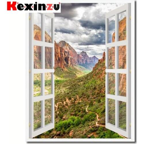 Kexinzu Full 5D DIY Square/ Round Diamond Painting"Scenery Mountain" 3D Embroidery Cross Stitch Mosaic diamondpainting Gift