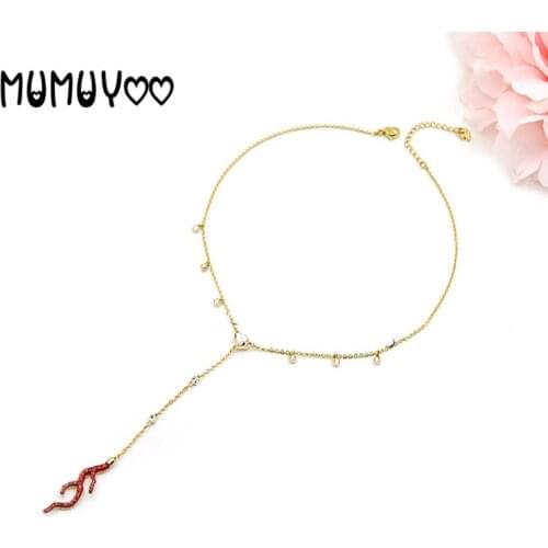 SWA 2020 NEW Fashion Jewelry High-Quality Stylish Ocean Element Y-type Warm Vibrant Red Coral Women Necklace Jewelry For Women