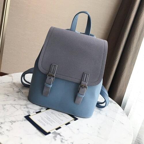 2021 New Women Backpack Contrast Color Fashion Shoulder Sac Female School Bags Large Capacity PU Leather Backpacks Travel Bag