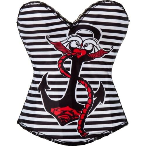 New Style Sexy Halloween Costume Overbust Corset Free Shipping 3S66365 New Style Pin Up Sailor Corset