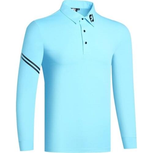 Golf Wear Spring and Autumn Golf Clothing Mens Long Sleeve Polo Shirt Breathable and Quick-drying