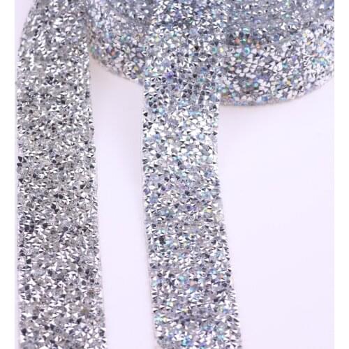 Prajna 1 Yard Clear Crystal Motifs Rinestone For Jewelry Bag Shoe Decoration Glitter Dress Rhinestones Hotfix Ribbon Applique F