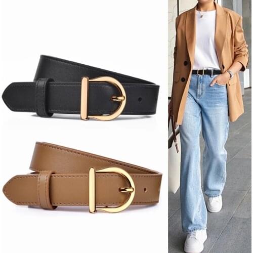 Gold belt buckle pu leather lady Belt decorative jeans skirt fashion designer new luxury fashion belt black camel khaki color