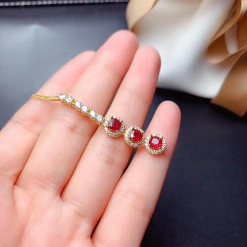 Ruby necklace with pendant Natural And real ruby Free shipping 925 sterling silver Pendant