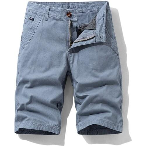 Summer Casual Shorts Men Solid Color Pure Cotton Breathable Knee Length Cargo Short Men Korean Fashion Streetwear Short Homme