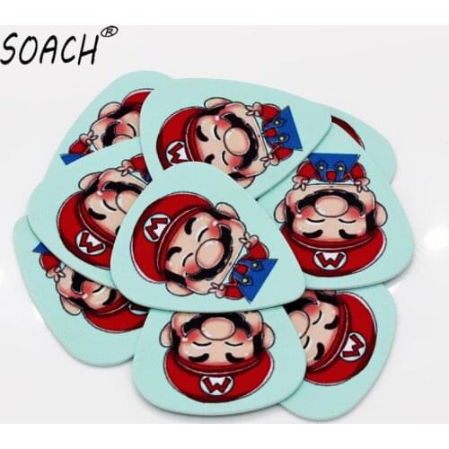 SOACH 50PCS 0.71mm Cartoon guitar paddle high quality two sided print pad pattern guitar picks Guitar Accessories ukulele bass