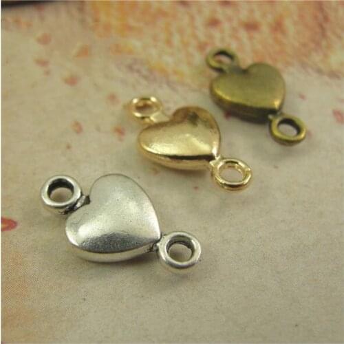50pcs/lot 15x8mm Jewelry Connector Vintage Heart Shape Connector For DIY Necklace Making Supplies Jewelry Finding wholesale