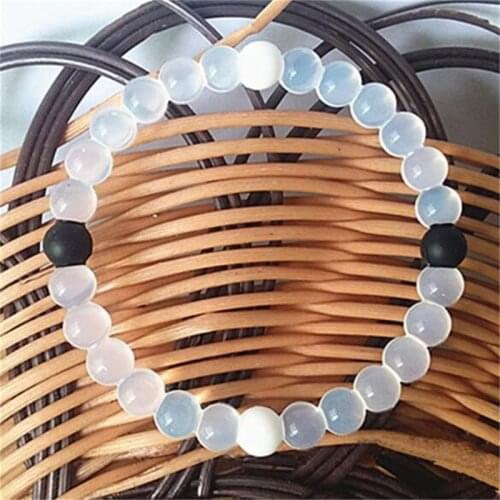 High transparent black and white beads silicone Bracelet Classic Natural Stone Yin Yang Beaded Bracelets Hot