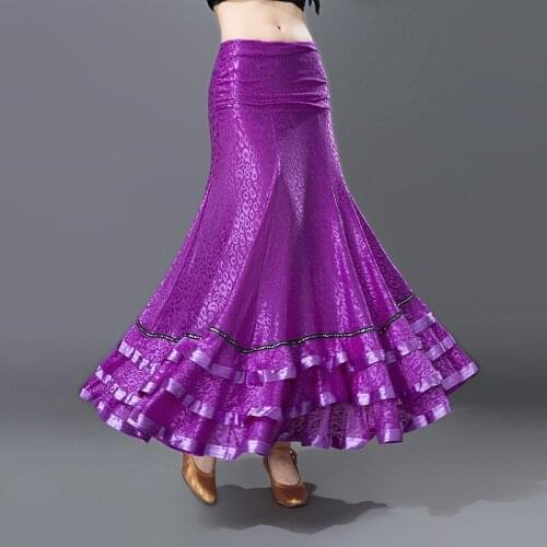 Lady Ballroom Dancing Skirt Girls New Female Modern National Standard Waltz Dance Practice Shows Full-length Dresses D0807