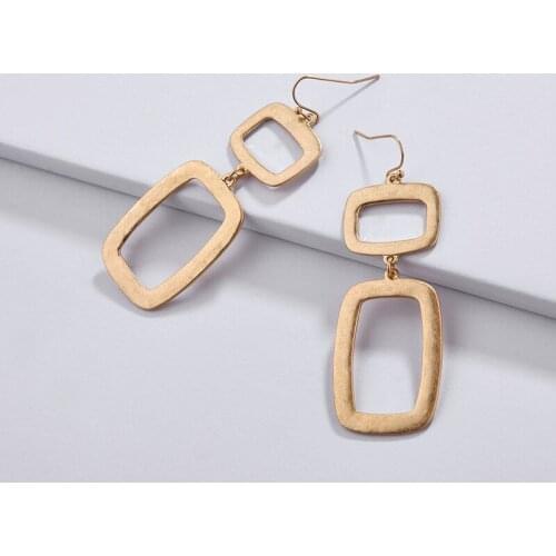 ZWPON 2019 New Simple Geometric Cutout Square Drop Earrings for Women Fashion Vintage Gold Earrings Valentines Day Gifts