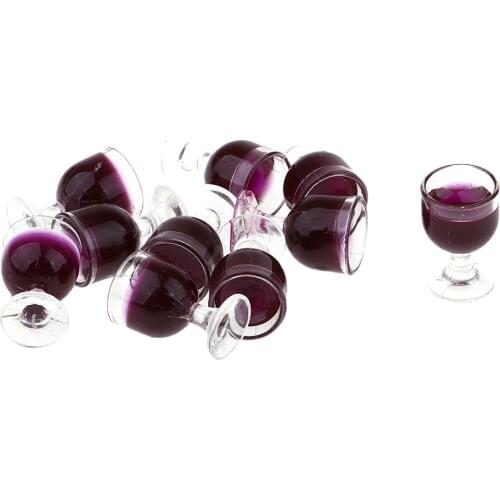 1:12 Dolls House Red Wine Glasses Set (10Pcs), Dollhouse Kitchen Living Room