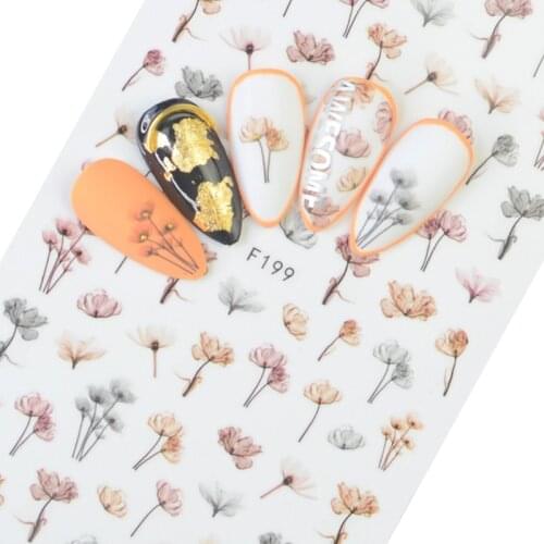 1 Sheet Ultra thin Back Gummed 3D Nail Stickers Flower Patterns Self-adhesive DIY Nail Art Decoration