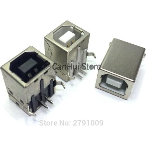 10PC USB 2.0 Connector Socket Jack Female Type B 90/180 Degree Connector Soldering PCB Connector D Printer Interface White/Black