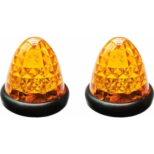 2X 3" Amber 16 LED Truck Car Bus Trailer Side Marker Lights Round Beehive Clearance Cab Top Roof Marker Bulbs Yellow