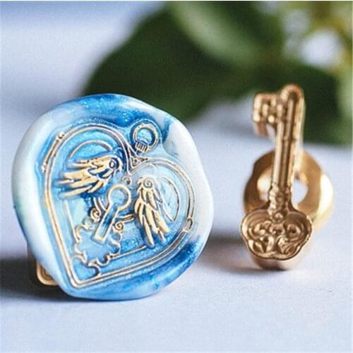 Vintage Irregular Stamp Head Retro Lock Key Wax Seal Heads DIY Custom Stamps Postage Journal Package Date Wedding Gift Envelope