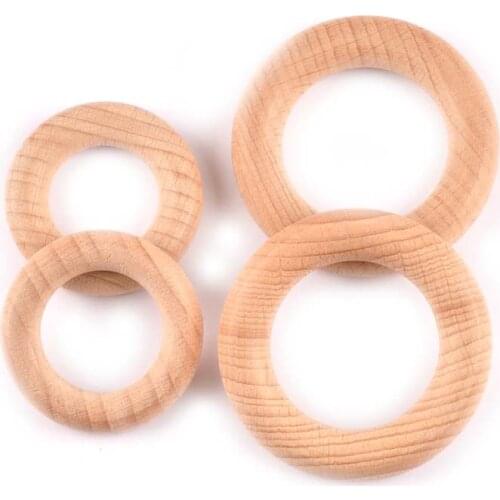40/55mm Beech Wood Circle Round Crafts For DIY Embellishment Children Kids Teething Wooden Ring Handmade Accessory M1995