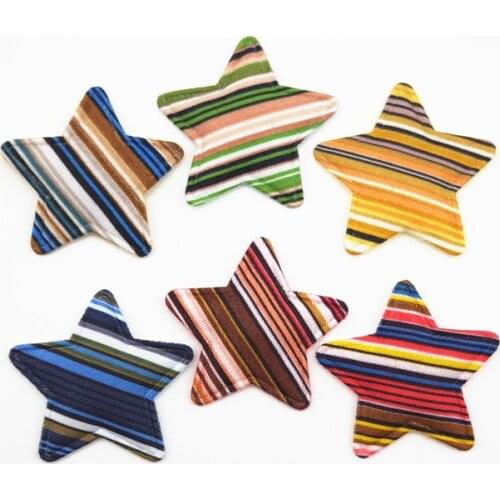 50Pcs/LOT 3.5CM Print Stripe Fabric Star Padded Appliques for DIY Hat Clothes Leggings Sewing Supplies Headwear Decor Patches