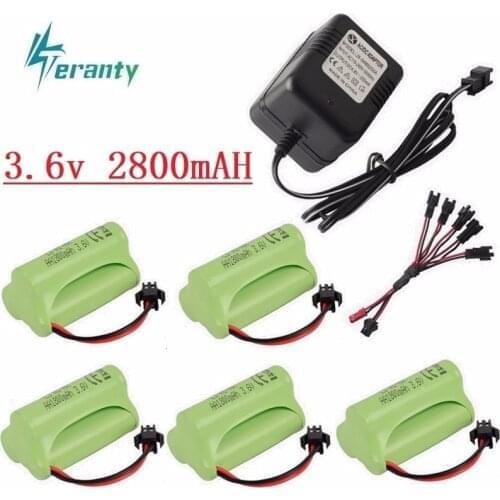 Upgrade 3.6v 2800mah NiMH Battery + charger For Rc Toys Cars Tanks Trucks Robot Gun Boat AA Ni-MH 3.6v Rechargeable Battery Pack