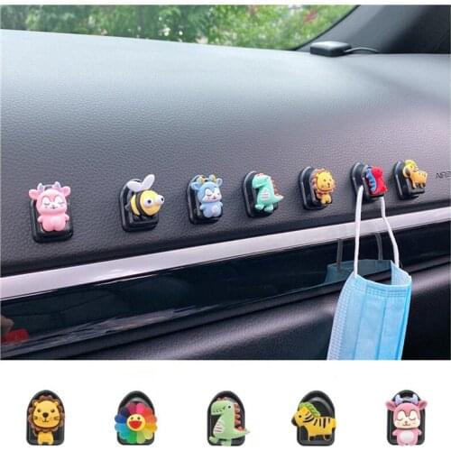 Car Interior Accessories Front and Rear Seat Hooks Creative and Practical Cartoon Small Hook Instrument Panel Pendant