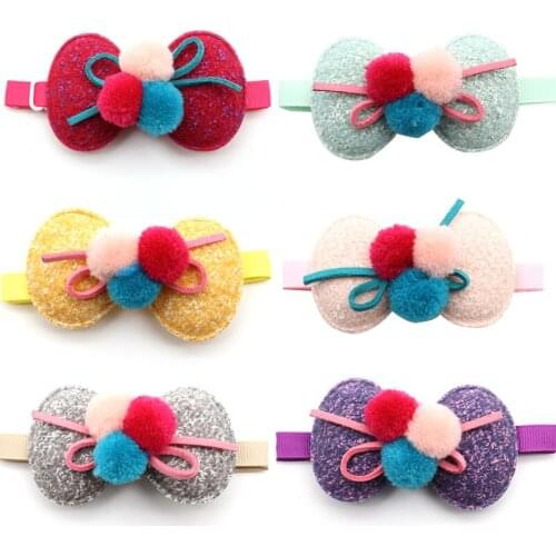 30/50 Pcs Pet Dog Bow Ties With Hairball For Puppy Dog Cat Bowties Accessories Adjustable Pet Dog Necktie Pet Supplies Dog
