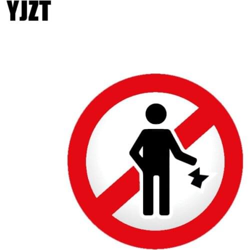 YJZT 10.3CM*10.3CM Warning Car Sticker Ban Stop Sign No Rubbish PVC Decal 12-1444