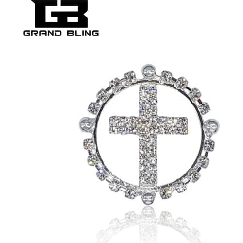 New Design of Blingbling Crystal Jesus Cross Brooch Pin Gift
