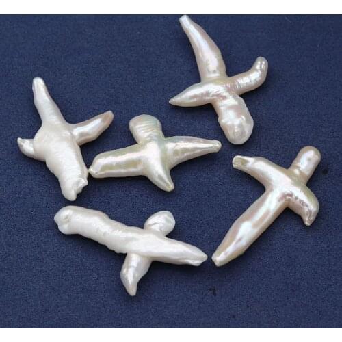 1Pcs Natural Freshwater Pearl Bead Cross Shape No Hole Beads For Jewelry Making DIY Charm Necklace Bracelet Earring Wholesale