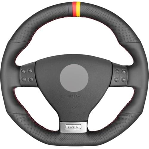 Black PU Faux Leather Car Steering Wheel Cover for Volkswagen Golf 5 Mk5 GTI VW Golf 5 R32 Passat R GT 2005