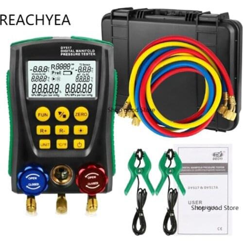 DY517A Pressure Gauge Refrigeration Digital Vacuum Pressure Manifold Tester Meter HVAC Temperature Tester Valve Tool Kit