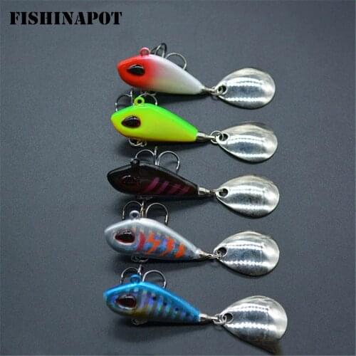 FISHINAPOT 1PCS 6g/10g/17g/25g Metal VIB Fishing Lure Spinner Sinking Rotating Spoon Pin Crankbait Sequins Baits Fishing Tackle