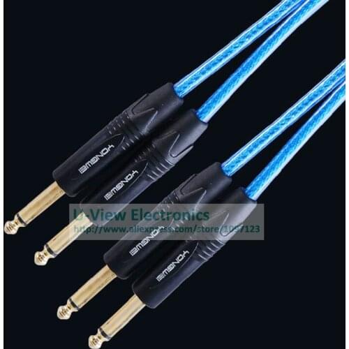 NCHTEK 1M Advanced Pure Copper Dual 6.35mm Mono Male to Dual 6.35MM Mono Male Audio Extension Connector Cable/Free Shipping/1PCS