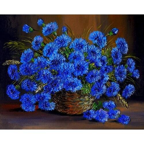 Modern Blue Chrysanthemum DIY Painting By Numbers Canvas Wall Picture For Living Room Home Decor Gift Art Frame 40x50 60x75cm