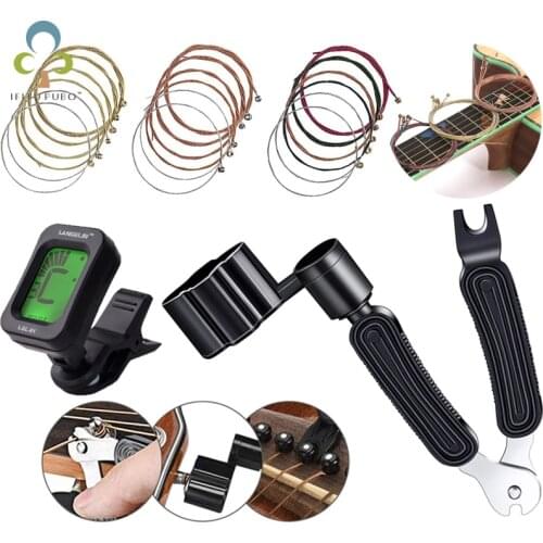 1Set Guitar Accessories Kit Copper Strings for Classical Guitar Acoustic Guitar tools Strings Tuner Capo 3in1 Restring Tool YJN