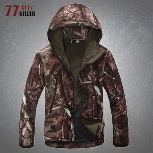 Tactical Camouflage Jacket Men Fleece Waterproof Breathable Coats Male Outdoor Biking Shark Skin Soft Shell Hooded Mens Jackets