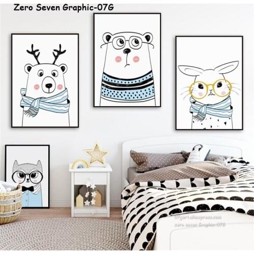 Cute Cartoon Bear Deer Rabbit Canvas Painting Poster And Print Baby Room Nursery Art Picture Wall Home Decoration