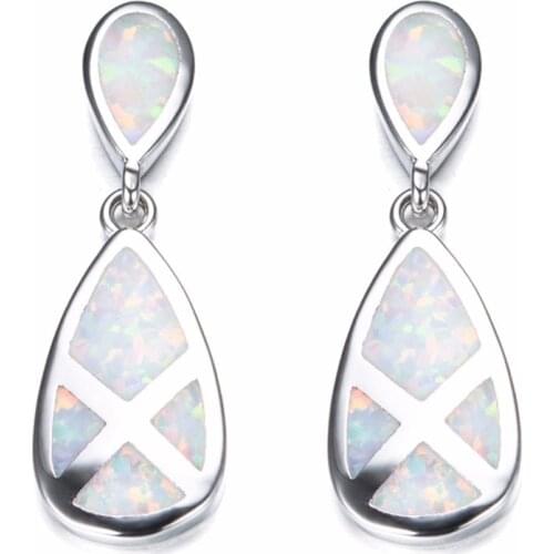 Fashion Silver 925 White Opal Stud Earrings Big Double Tear Women Creative Earrings Brincos Wedding Jewelry